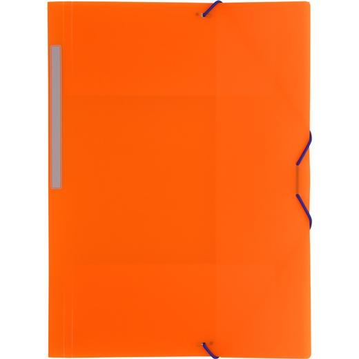 Classeur GRAFOPLÁS COLORGRAF avec blocs élastiques, format A4, 3 rabats, orange translucide PP