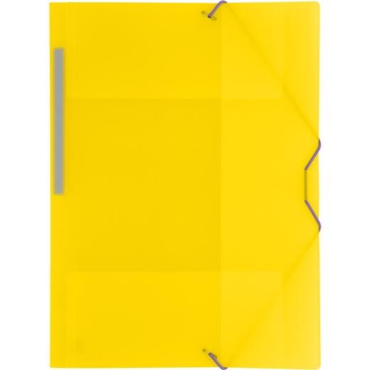 Pochette GRAFOPLÁS COLORGRAF avec blocs élastiques, format A4, 3 rabats, polypropylène jaune translucide