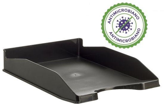 Plateau ARCHIVO 2000 antimicrobien, empilable en 3 positions, fond lisse, format DIN A4 et folio, 345 x 255 x 60 mm, noir