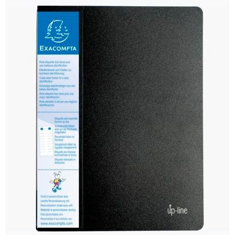 EXACOMPTA UP-LINE Classeur A4 à 60 pochettes avec porte-étiquettes, 3 faces, rigide, noir, polypropylène