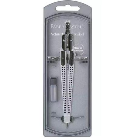 FABER CASTELL COMPÁS ARTICULADO DE AJUSTE RÁPIDO GRIP PLATEADO