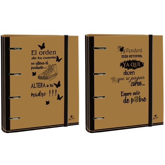 MARIOLA CARPEBLOCK ANNEAU MIXTE 4 X 40MM A4 AVEC RELIE ÉLASTIQUE CARTON PLASTIQUE DORÉ 6 PHRASES MOTIFS ASSORTIS