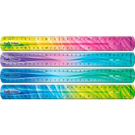 Règle double de graduation décorée MAPED T&amp;F 30 cm, couleurs assorties