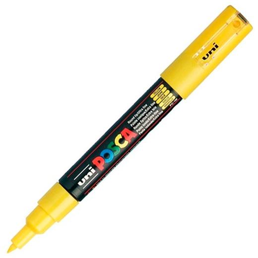 Posca PC-1M Marcador de Pintura - Punta de Poliester Conica 0.7mm - Tinta Base al Agua - No Permanente - Resistente a la Luz - Color Amarillo Sol