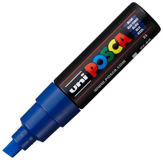 Posca PC-8K Marcador de Pintura - Punta Biselada Acrilica 8mm - Tinta Base al Agua - Resistente a la Luz - Ideal para Carteleria y Decoracion - Color Azul