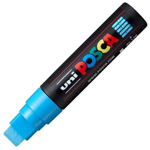 Posca PC-17K Pennarello per verniciatura - Punta bisellata in poliestere da 15 mm - Tratto molto spesso - Inchiostro a base d'acqua - Non permanente - Resistente alla luce - Colore blu chiaro