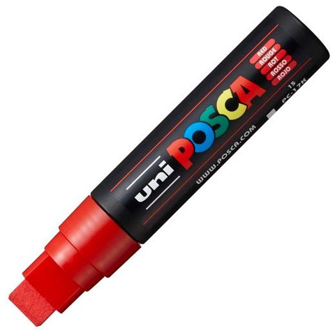Posca PC-17K Pennarello per vernice - Punta bisellata in poliestere da 15 mm - Inchiostro a base d'acqua - Resistente alla luce - Non permanente - Ideale per cartellistica e decorazione - Colore rosso