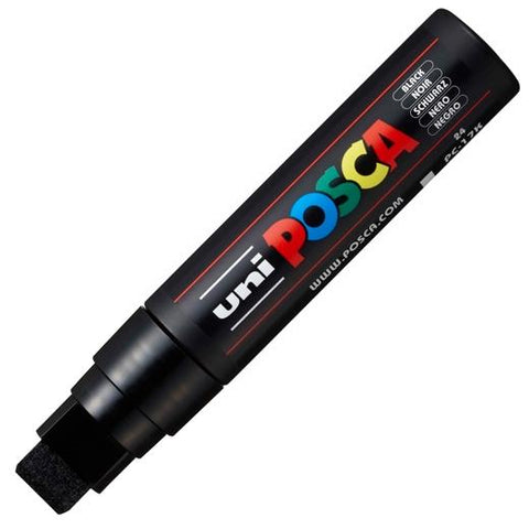 Posca PC-17K Pennarello per vernice - Punta in poliestere bisellata da 15 mm - Tratto molto spesso - Inchiostro a base d'acqua - Resistente alla luce - Colore nero