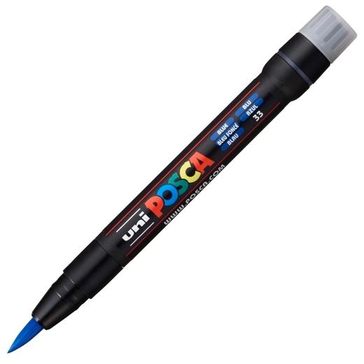 Posca PCF-350 Marcador de Pintura - Punta Acrilica Estilo Pincel - Tinta Base al Agua - Resistente a la Luz - No Permanente - Ideal para Carteleria y Decoracion - Color Azul