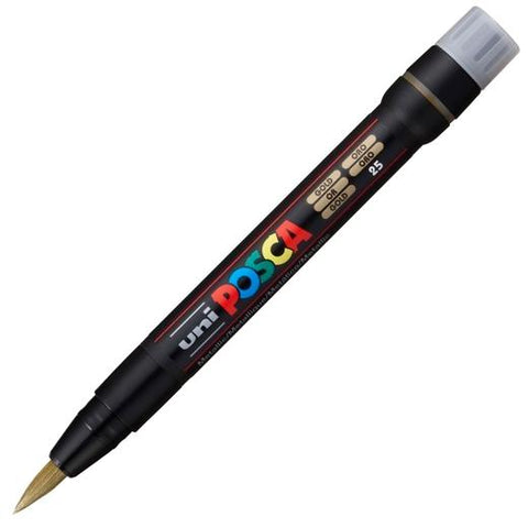 Posca PCF-350 Pennarello Pittorico a Base d'Acqua - Punta Acrilica a Pennello - Resistente alla Luce - Non Permanente - Ideale per Cartellonistica e Decorazione - Colore Oro