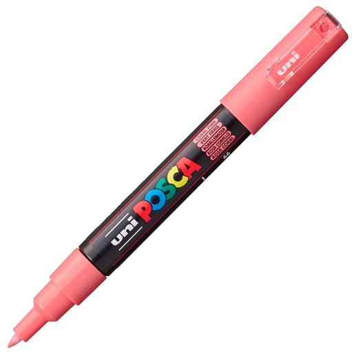 Posca PC-1M Marcador de Pintura - Punta Conica 0.7mm - Tinta Base al Agua - Resistente a la Luz - Color Rosa Coral