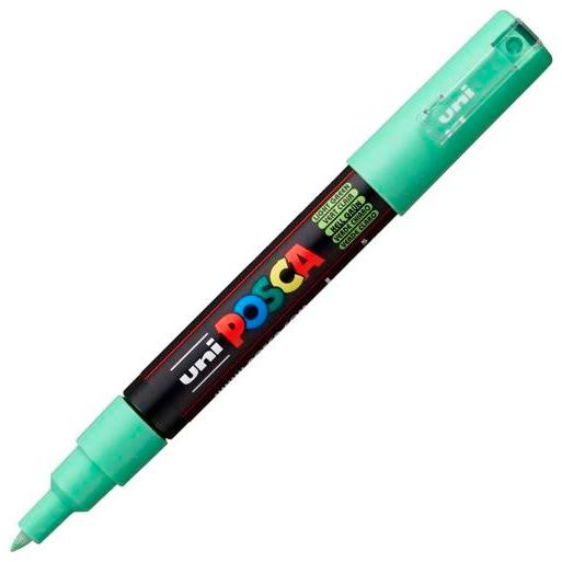 Posca PC-1M Marcador de Pintura - Punta de Poliester Conica 0.7mm - Tinta Base al Agua - No Permanente - Resistente a la Luz - Inodoro - Lavable - Color Verde Claro