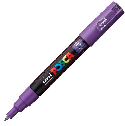 Posca PC-1M Marcador de Pintura - Punta de Poliester Conica 0.7mm - Tinta Base al Agua - Resistente a la Luz - Color Violeta
