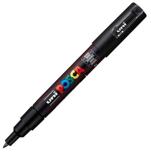Posca PC-1M Marcador de Pintura - Punta de Poliester Conica 0.7mm - Ancho de Trazo 0.7mm - Tinta Base al Agua - Resistente a la Luz - Color Negro
