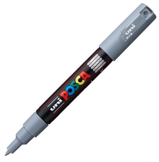 Posca PC-1M Marcador de Pintura - Punta Conica 0.7mm - Tinta Base al Agua - Resistente a la Luz - Color Gris