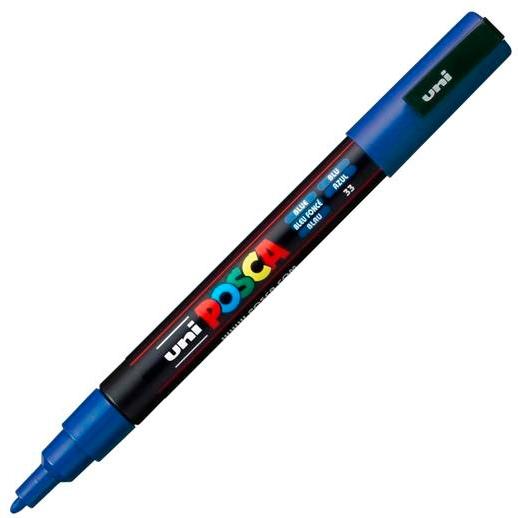 Posca PC-3M Marcador de Pintura - Punta Conica 0.9-1.3mm - Tinta Base al Agua - Resistente a la Luz - No Permanente - Color Azul