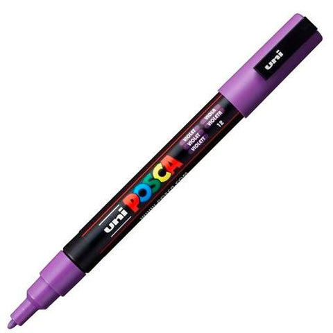Posca PC-3M Marcador de pintura - Punta cònica de 0,9-1,3 mm - Tinta a base d'aigua - Resistent a la llum - Color violeta