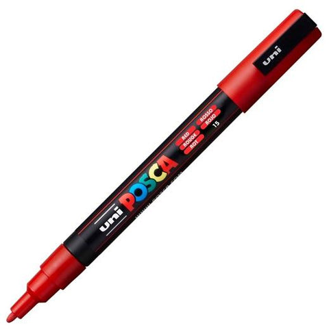 Posca PC-3M Marcador de pintura - Punta cònica 0,9-1,3 mm - Tinta a base d'aigua - Resistent a la llum - No permanent - Color vermell