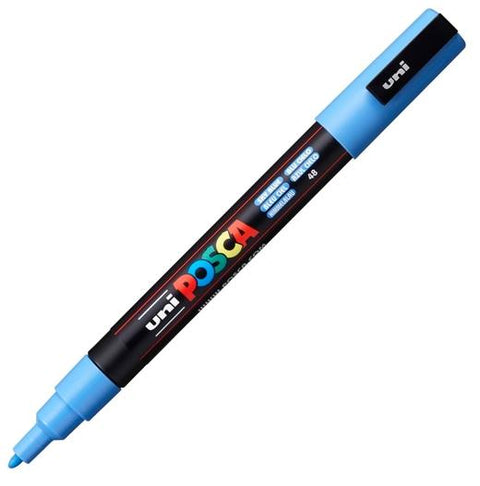 Posca PC-3M Marcador de pintura - Punta cònica 0,9-1,3 mm - Tinta a base d'aigua - Resistent a la llum - No permanent - Color blau cel