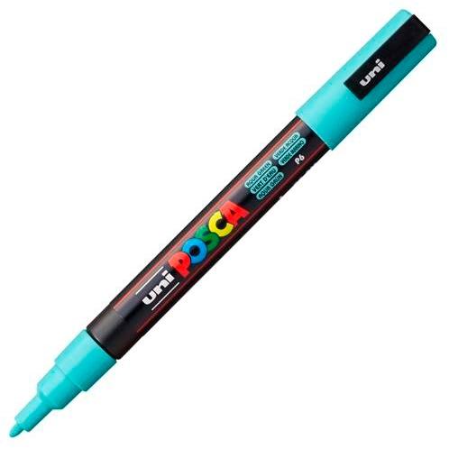 Posca PC-3M Marcador de Pintura - Punta de Poliester Conica 0.9-1.3mm - Tinta Base al Agua - Resistente a la Luz - No Permanente - Ideal para Carteleria y Decoracion - Color Verde Marino