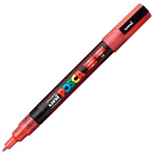 Posca PC-3ML Marcador de Pintura - Punta Conica de Poliester 0.9-1.3mm - Tinta Base al Agua - Resistente a la Luz - Color Rojo