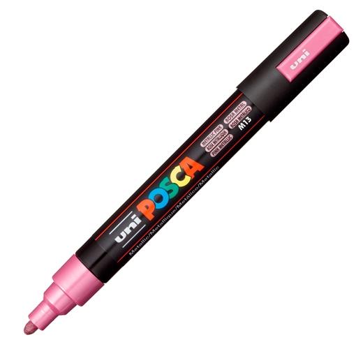 Posca PC-5M Marcador de Pintura - Punta de Poliester 1.8-2.5mm - Tinta Base al Agua - Resistente a la Luz - Color Rosa Metálico