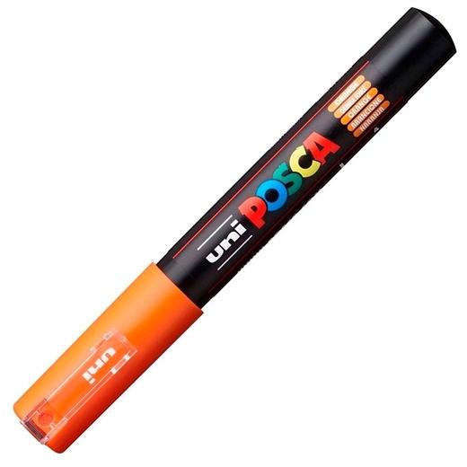 Posca PC-1M Marcador de Pintura - Punta Conica 0.7mm - Tinta Base al Agua - No Permanente - Resistente a la Luz - Color Naranja