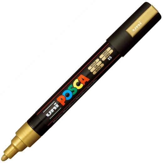 Posca PC-5M Marcador de Pintura - Punta de Poliester 1.8-2.5mm - Tinta Base al Agua - Resistente a la Luz - Color Oro