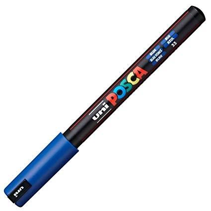Posca PC-1MR Marcador de Pintura - Punta Roller de Fibra 0.7mm - Linea Extrafina - Tinta Pigmentada Base al Agua - Resistente a la Luz - Color Azul