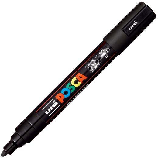 Posca PC-5M Marcador de Pintura - Punta de Bala 1.8-2.5mm - Tinta Base al Agua - Resistente a la Luz - Color Negro