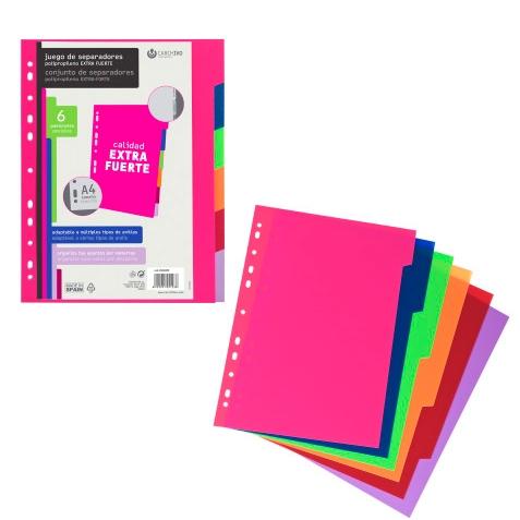 Divisórias de Arquivo A4 com 11 Posições, PP Extra Rígido Opaco, Cores Pastel