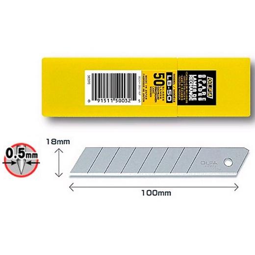 Lames de rechange pour cutter OLFA 100 x 18 mm / Lames sécables (lot de 50)