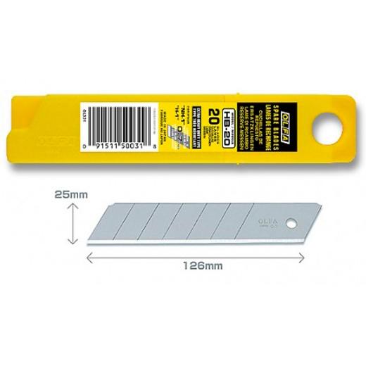 Lames de rechange pour cutter OLFA 100 x 25 mm / Lames sécables (lot de 20)