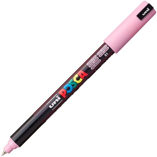 Posca PC-1MR Marcador de Pintura - Punta Roller de Fibra 0.7mm - Tinta Pigmentada Base al Agua - Linea Extrafina - Resistente a la Luz - Color Rosa Claro