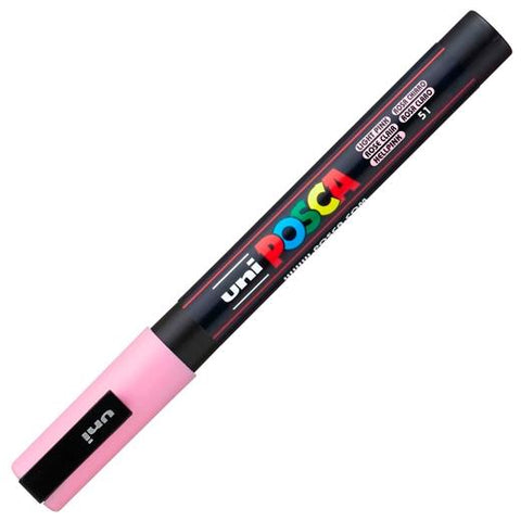 Posca PC-3M Marcador de pintura - Punta de polièster cònica de 0,9-1,3 mm - Tinta a base d'aigua - Resistent a la llum - No permanent - Color rosa clar