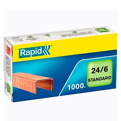 Agrafes cuivrées RAPID STANDARD 24/6 - Boîte de 1000