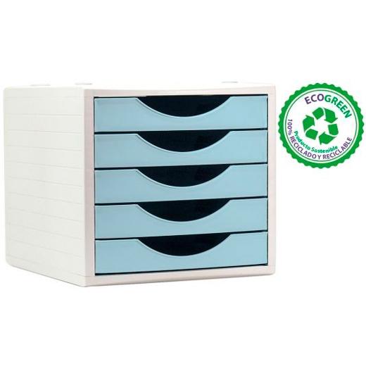 ARCHIVO 2000 ECOGREEN MODULE DE RANGEMENT DE BUREAU 5 TIROIRS 340X270X260 RECYCLÉ BLEU PASTEL
