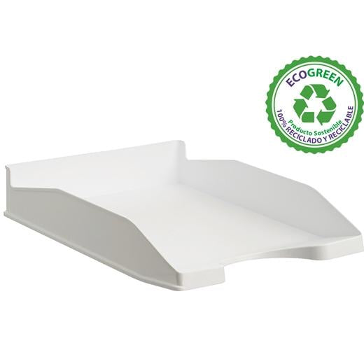 BANDEJA EMPILHÁVEL ARCHIVE 2000 ECOGREEN COM 3 POSIÇÕES 345X255X60MM BRANCO PASTEL RECICLADO