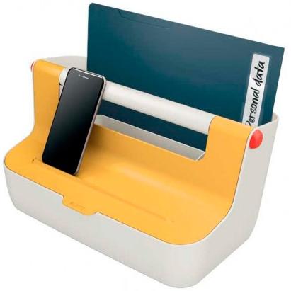 Caixa de armazenamento portátil Leitz Cosy com pega, ABS amarelo