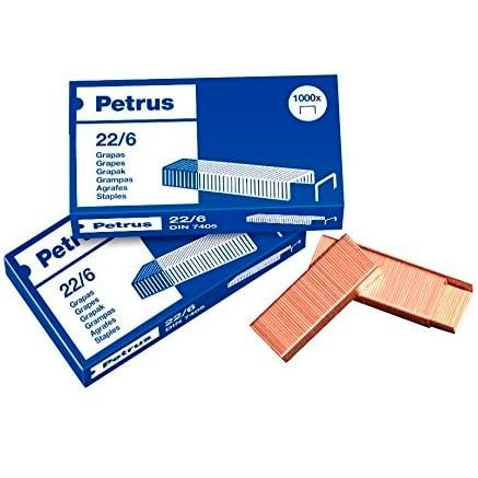 Agrafes cuivrées PETRUS 22/6 - Boîte de 1000