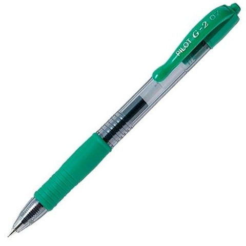PILOT GEL INK BALLPOINT PEN G-2 0.7 RETRACTABLE GREEN