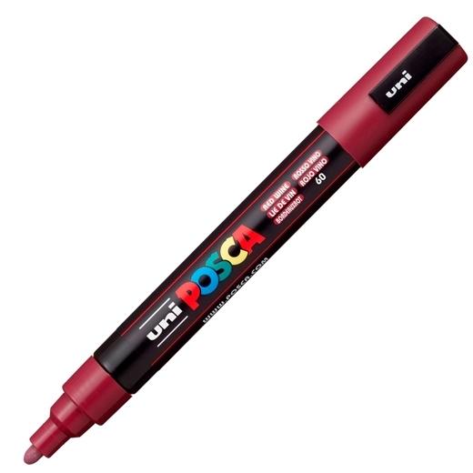 Posca PC-3M Marcador de Pintura - Punta de Poliester Conica 0.9-1.3mm - Tinta Base al Agua - Resistente a la Luz - No Permanente - Color Vino