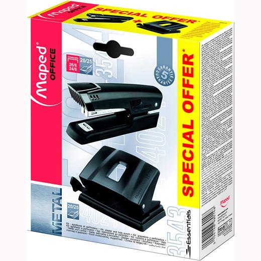 Kit Maped Essential Metal Stapler 25H + Perforatrice 2 trous 35H Noir