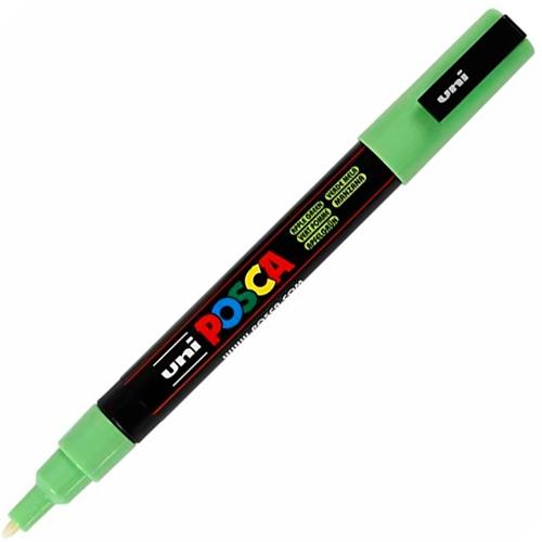 Posca PC-3M Marcador de Pintura - Punta Conica de Poliester 0.9-1.3mm - Tinta Base al Agua - Resistente a la Luz - No Permanente - Color Verde Manzana