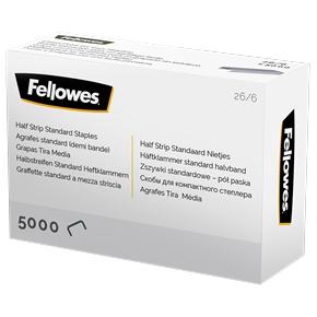 Agrafes Fellowes à charge moyenne 26/6 argentées, boîte de 5000