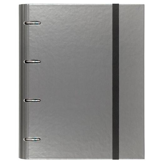 Classeur à anneaux métalliques 4 x 35 mm, 100 feuilles, format A4, 90 g/m², 1 bande de couleur, couverture en carton plastifié gris