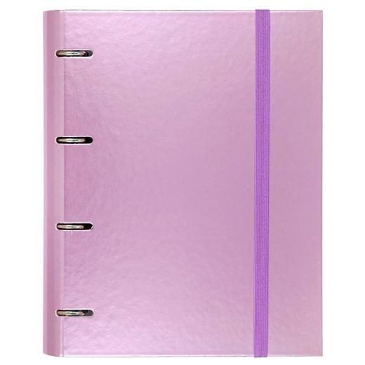 Classeur à anneaux métalliques 4 x 35 mm, 100 feuilles, format A4, 90 g/m², 1 bande, couverture cartonnée mauve laminée