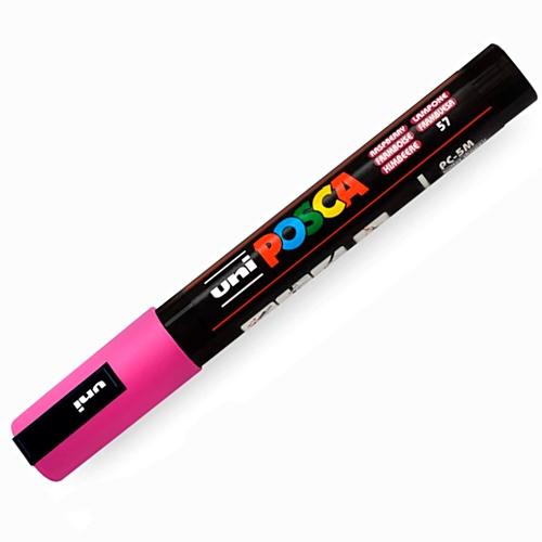 Posca PC-5M Marcador de Pintura Base al Agua - Punta de Bala 1.8-2.5mm - Ancho de Trazo 1.8-2.5mm - No Permanente - Resistente a la Luz - Inodoro - Color Frambuesa