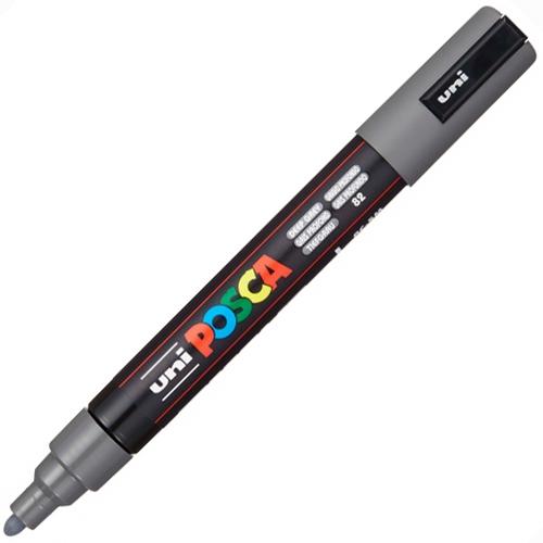Posca PC-5M Marcador de Pintura - Punta de Bala 1.8-2.5mm - Tinta Base al Agua - Resistente a la Luz - Color Gris Profundo