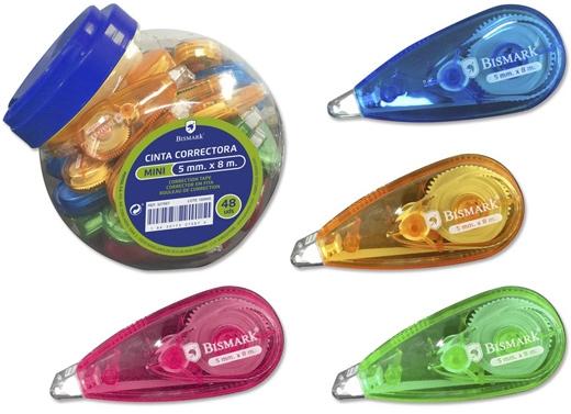 Ruban correcteur BISMARK MINI 5 mm x 8 m, couleurs assorties